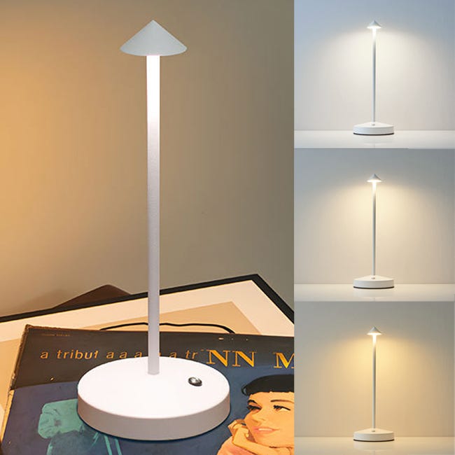 Lampada Da Tavolo LED Ricaricabile - Dimmerabile, 3 Colori, 10 Livelli, Magnetica, Batteria 3600mAh - Foto 2