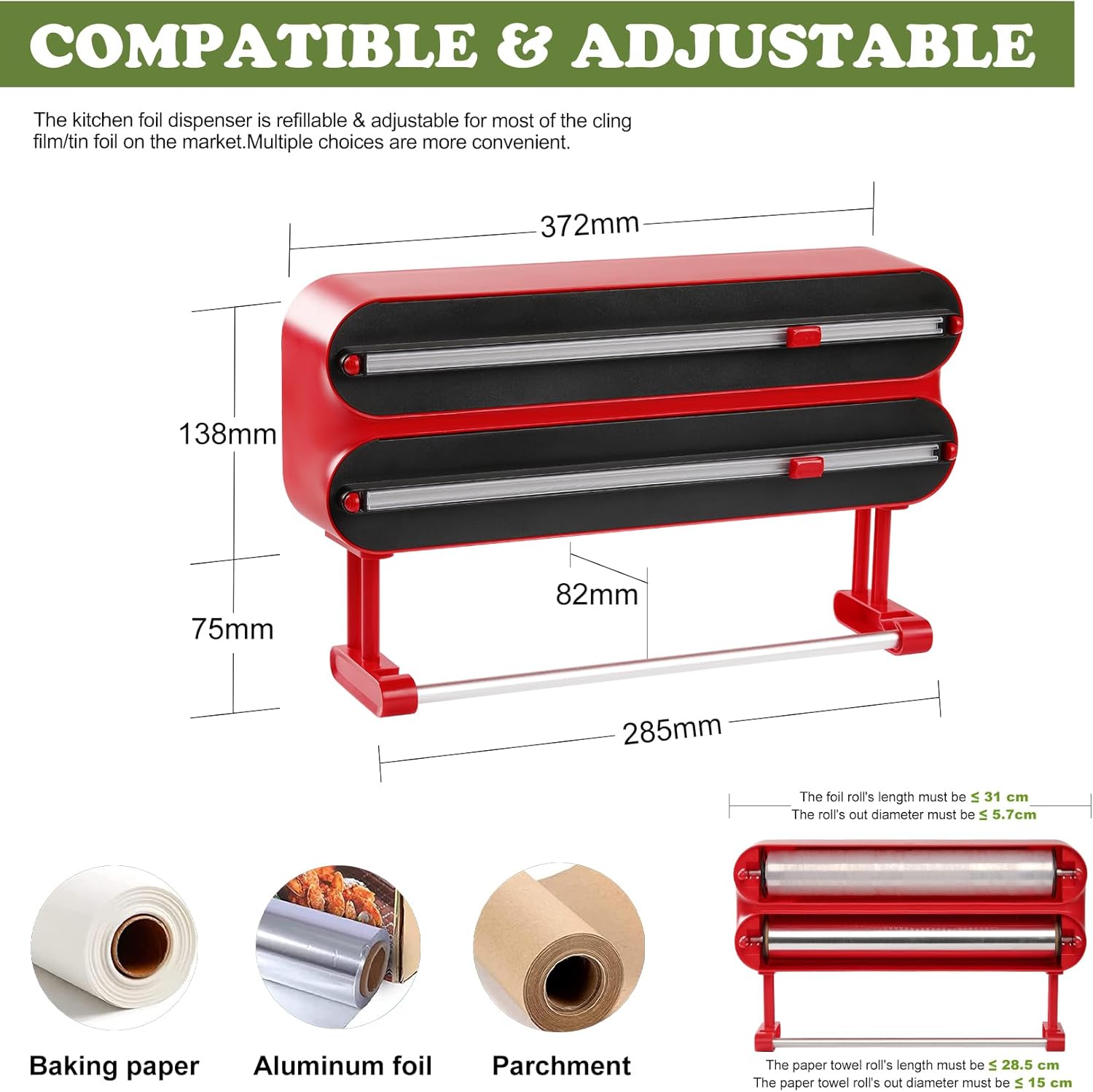 Distributeur Papier Aluminium/film Alimentaire Avec Coupe, Fixation