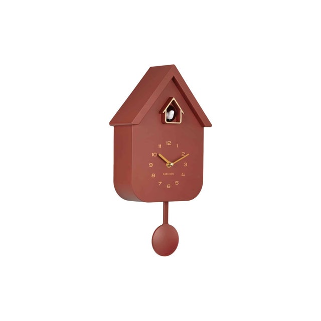Karlsson Horloge Murale Solo Color Cuckoo - Bordeaux - 6x21,5x41cm
