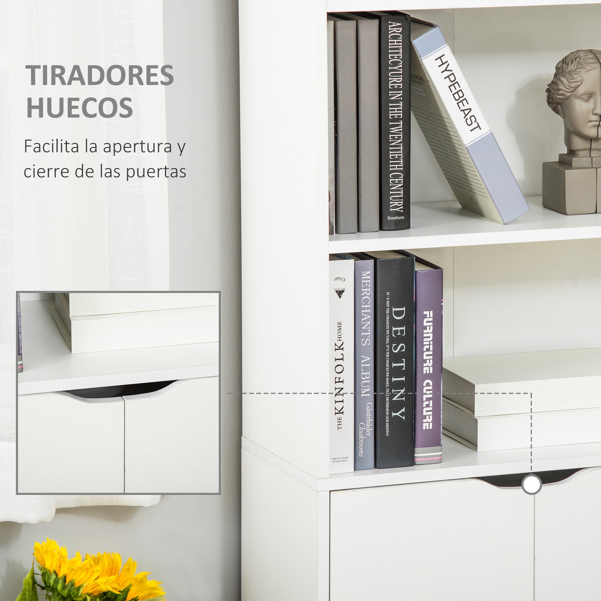 Estante para livros com 4 níveis e armário HOMCOM 59x29x180 cm branco - 6