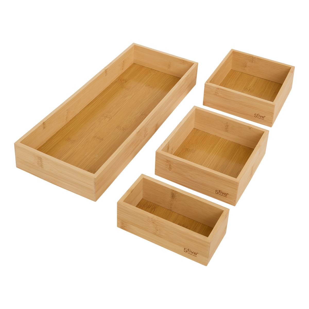 Organiseur bambou l14,5/38,1cm beige 4 pièces - 5five - 2