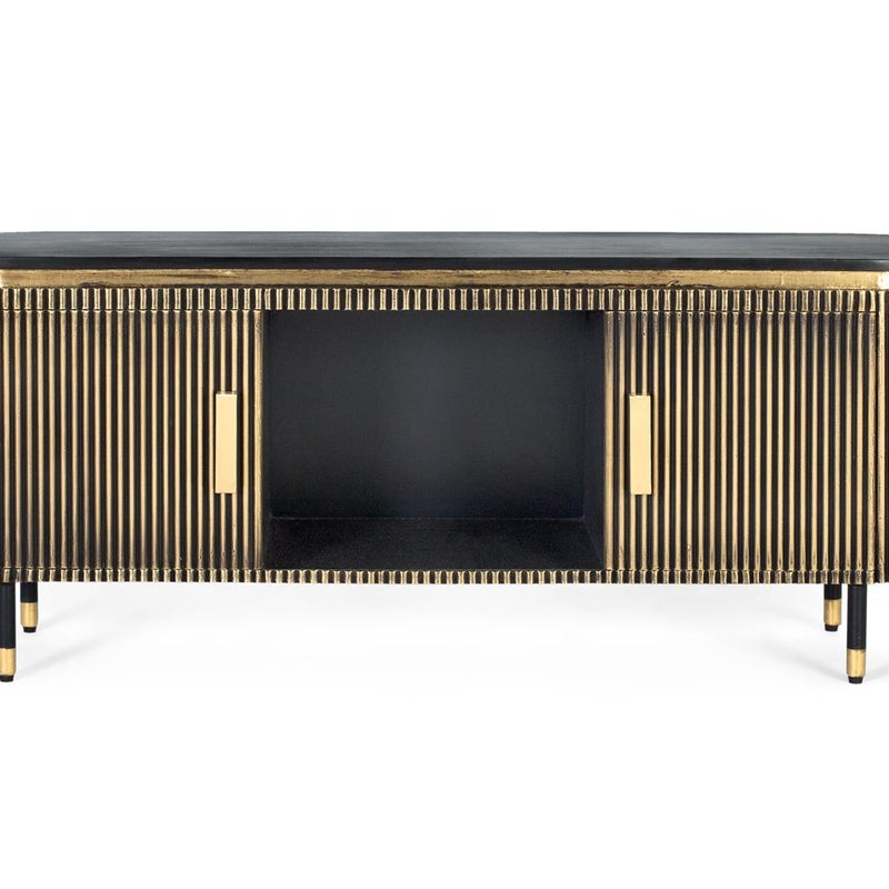 Brązowa szafka RTV z drewna mango i brązu 150 cm
