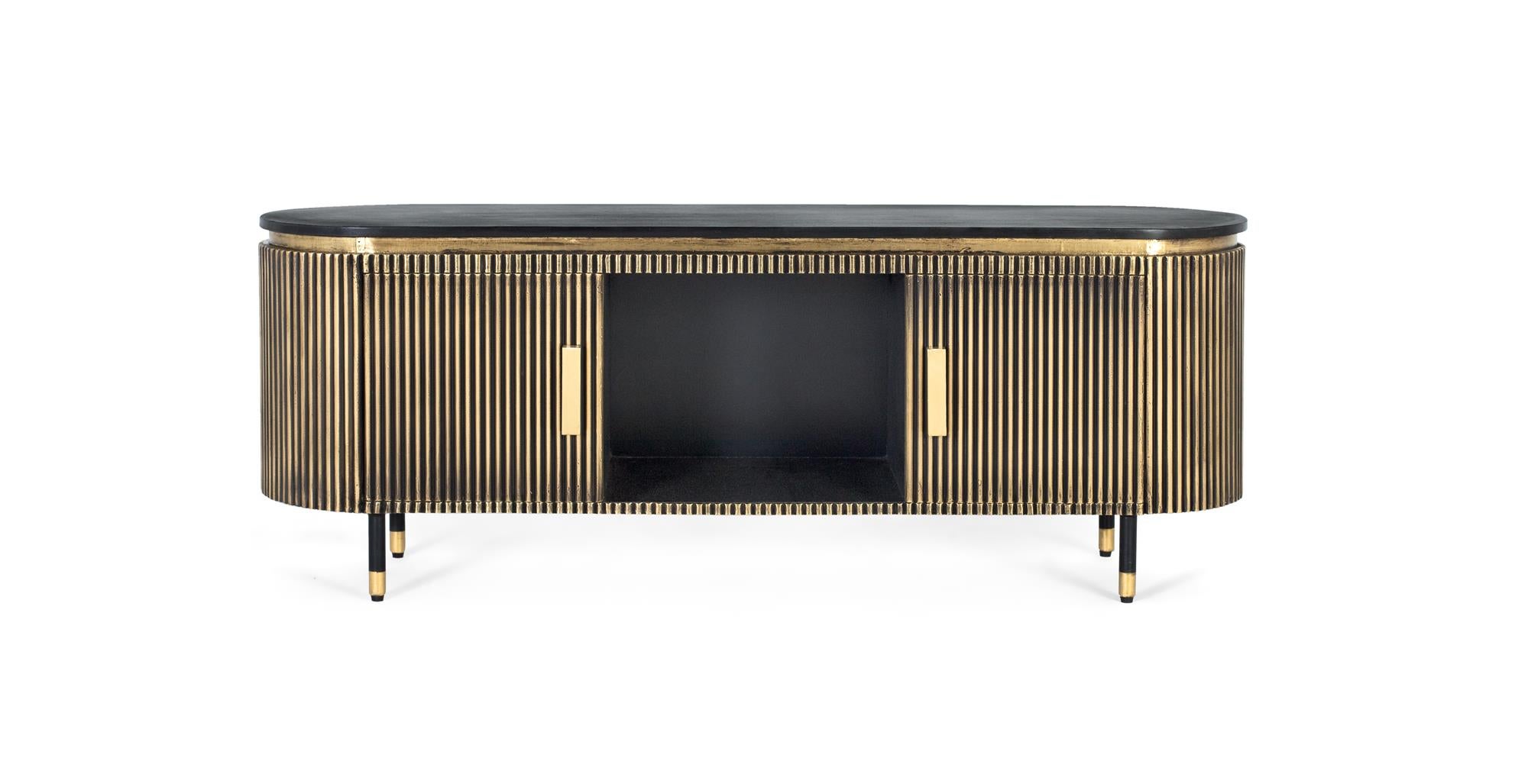 Meuble TV en manguier et bronze 150cm | Leroy Merlin
