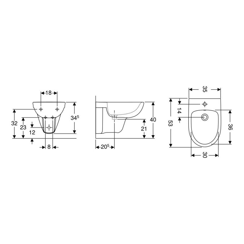 Bidé cerámico suspendido para baño de diseño moderno Geberit Selnova - 2