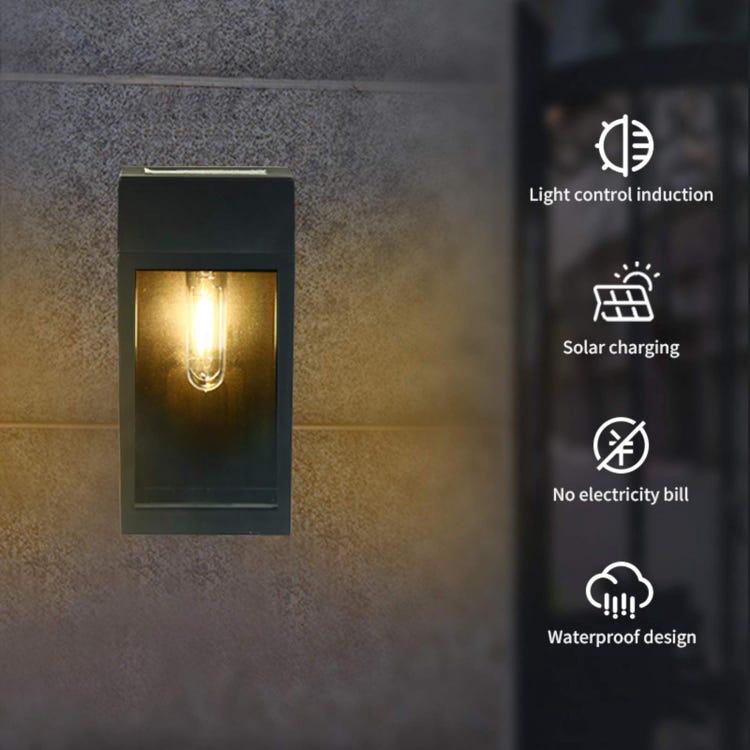 Zewnętrzny kinkiet, solarne lampy ścienne do ogrodu, drzwi, patio i werandy - czarny (zestaw 2 sztuk)
