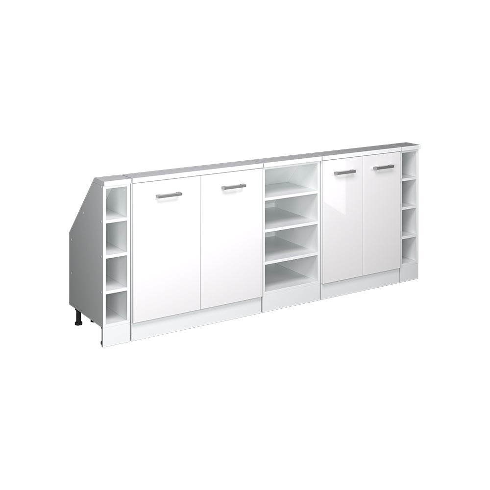 Vicco Szafka kuchenna na dach skośny R-Line, Biały wysoki połysk, 210 cm Zestaw 5 sztuk