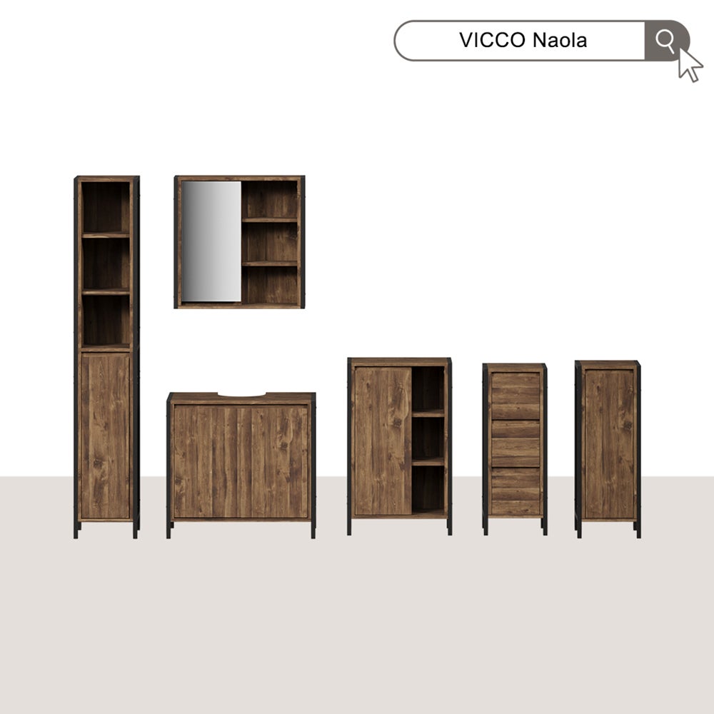 Vicco Zestaw mebli łazienkowych Naola, Dąb/czarny, 2 części - 8