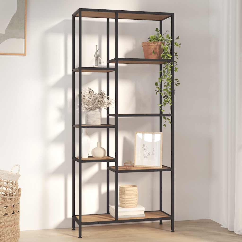 Vidaxl Estantería De Madera Contrachapada Y Acero 80X30x180 Cm Marrón/Claro/Negro , Leroy Merlin