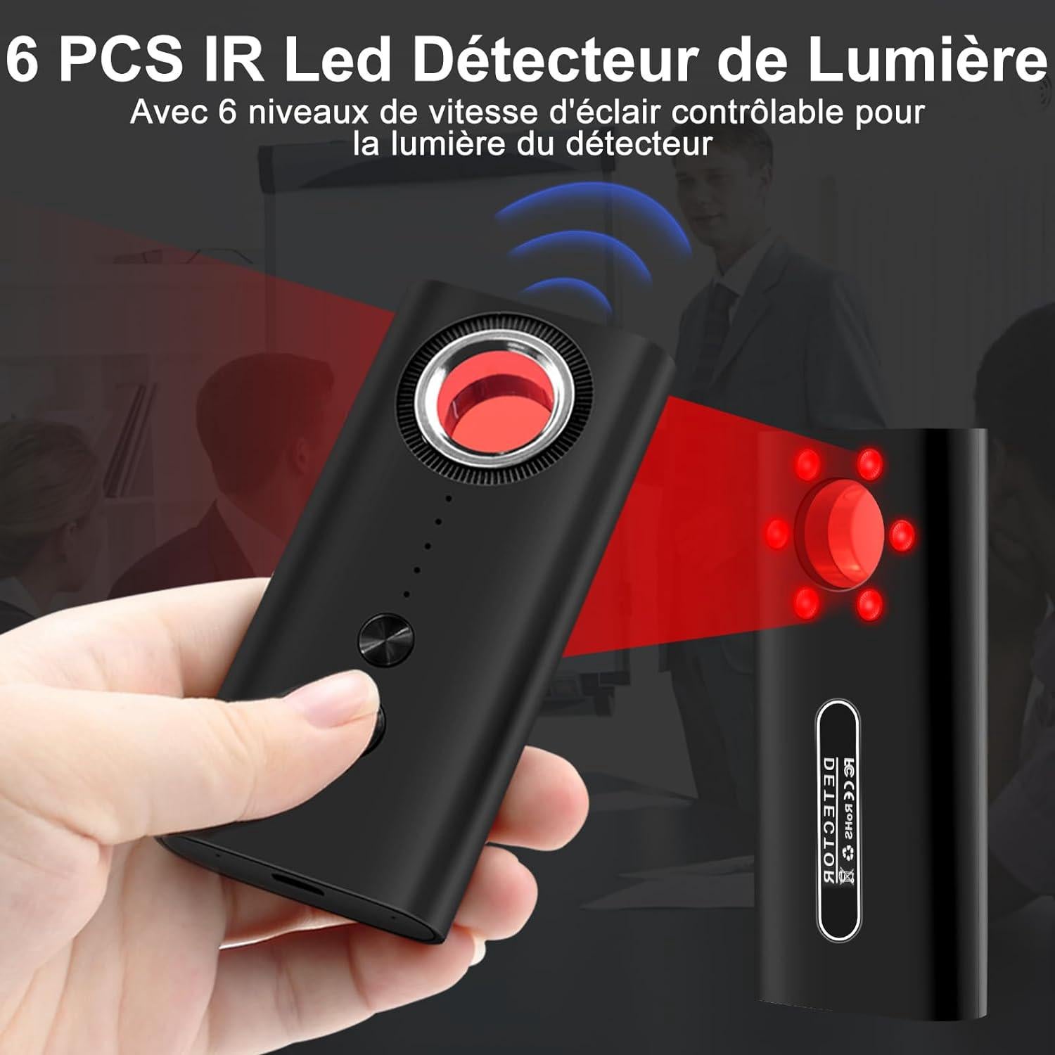 Détecteur D'espionnage, Détecteur de Caméra Cachée, Détecteur de Mouchard, Détecteur de Caméra Mini, Détecteur de RF, Détecteur de GPS/Caméra - 5