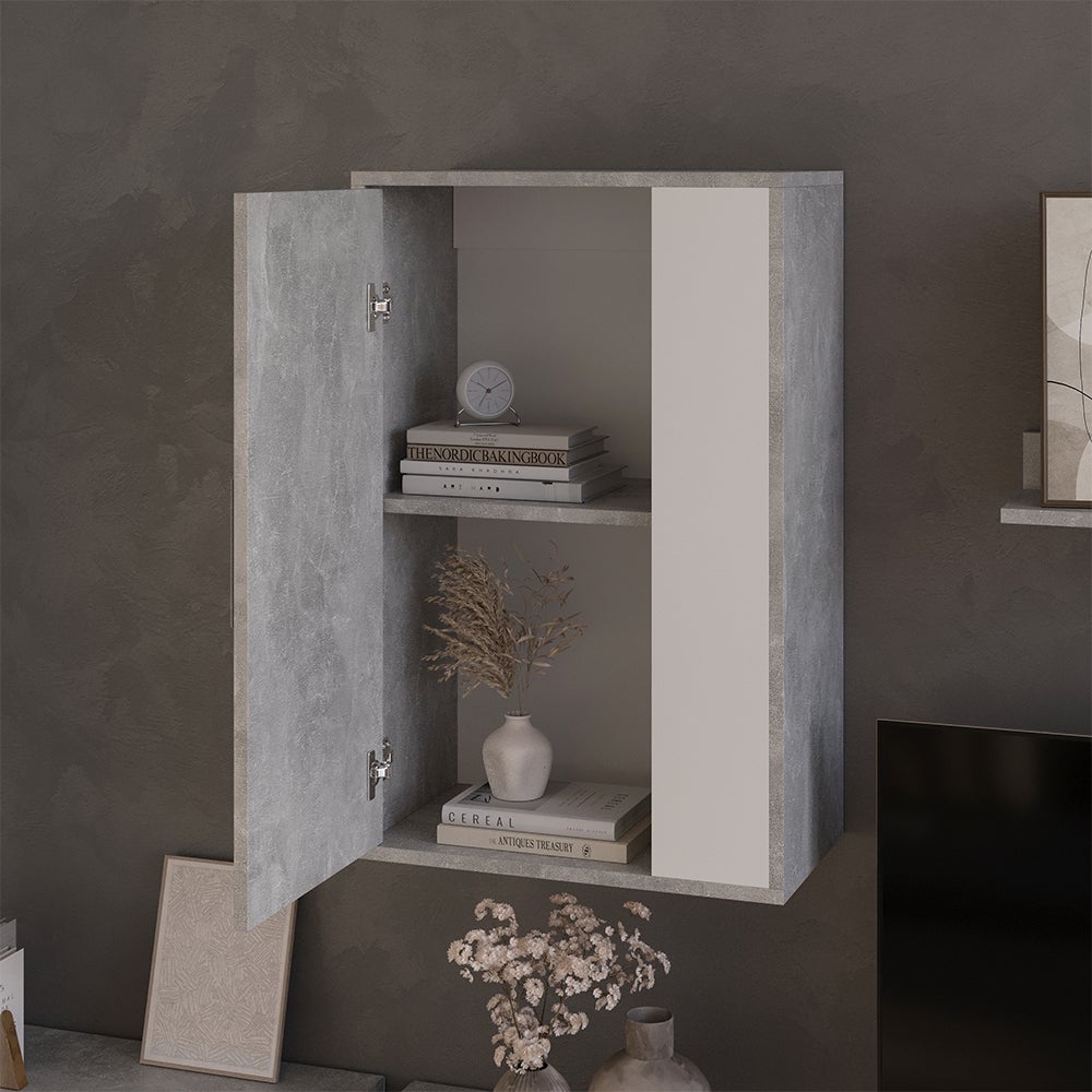 Vicco Armoire suspendue Berno, Béton/blanc, 50.1x78.4cm avec 2 compartiments - 4