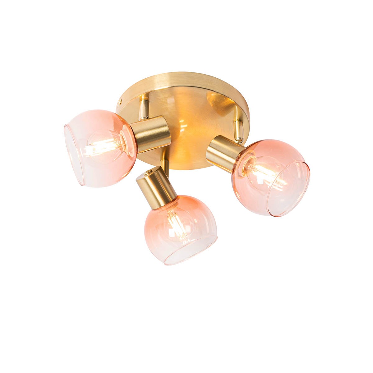 Qazqa regulowany reflektor sufitowy 3-punktowy inteligentny - Vidro - różowy, e14, żarówkami LED 4.2 w zestawie, 2700k - 6500k