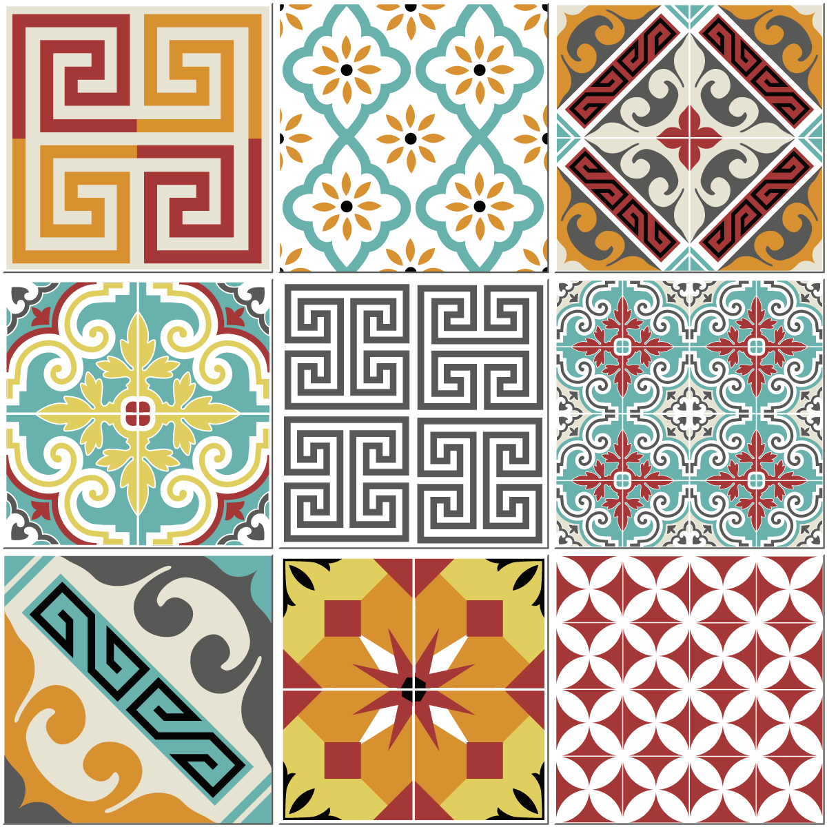 9 adesivi piastrelle di cemento azulejos violetta - Sticker adesivo - adesivi murali - 9stickers10x10cm - 2