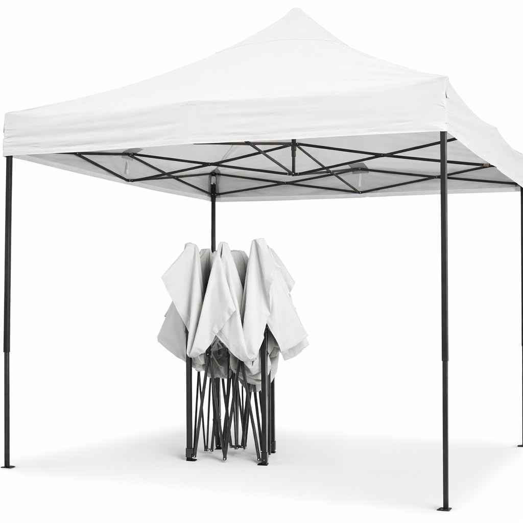DUPI Carpa Plegable 3x3 Metros | Patas Negras | Incluye Cerramiento Perimetral Gazebo | Set Laterales con 3 Ventanas y 1 Cerramiento | Blanca - 4