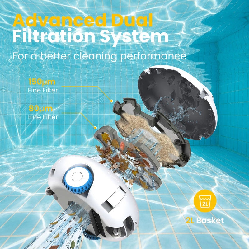 Limpador de piscina, robot para piscina, autonomia de 120 minutos, consegue subir paredes da piscina, aspiração potente, estacionamento automático. - 7