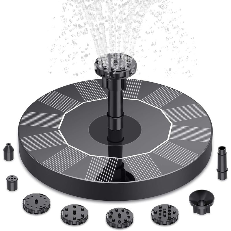 Pływająca fontanna solarna do ogrodu – pompa wodna z 6 dyszami, idealna do oczka wodnego, poidełka dla ptaków i akwarium