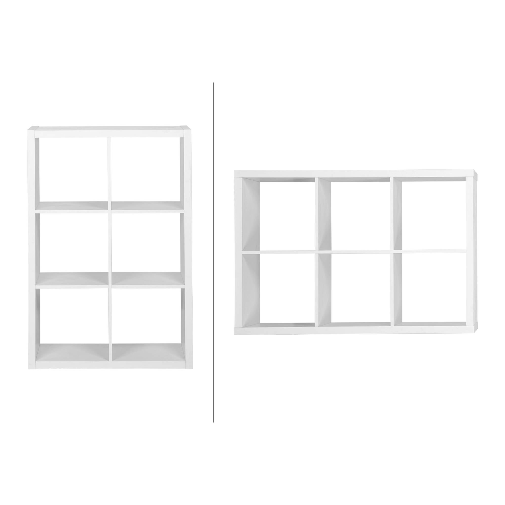 Etagère bibliothèque 2 niveaux 6 compartiments. casiers. effet bois blanc. L 111.2 x P 39 x H 76cm BASIKS - 9
