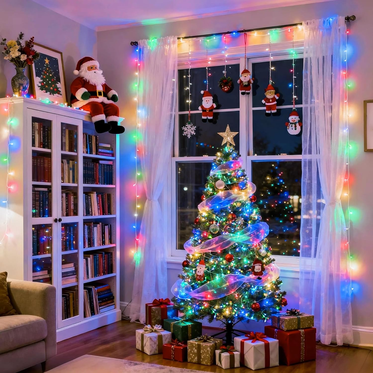 Luci a stringa LED da 50 m, 400 LED, luci natalizie impermeabili IP44 con telecomando e timer, 8 modalità, luce colorata - 2