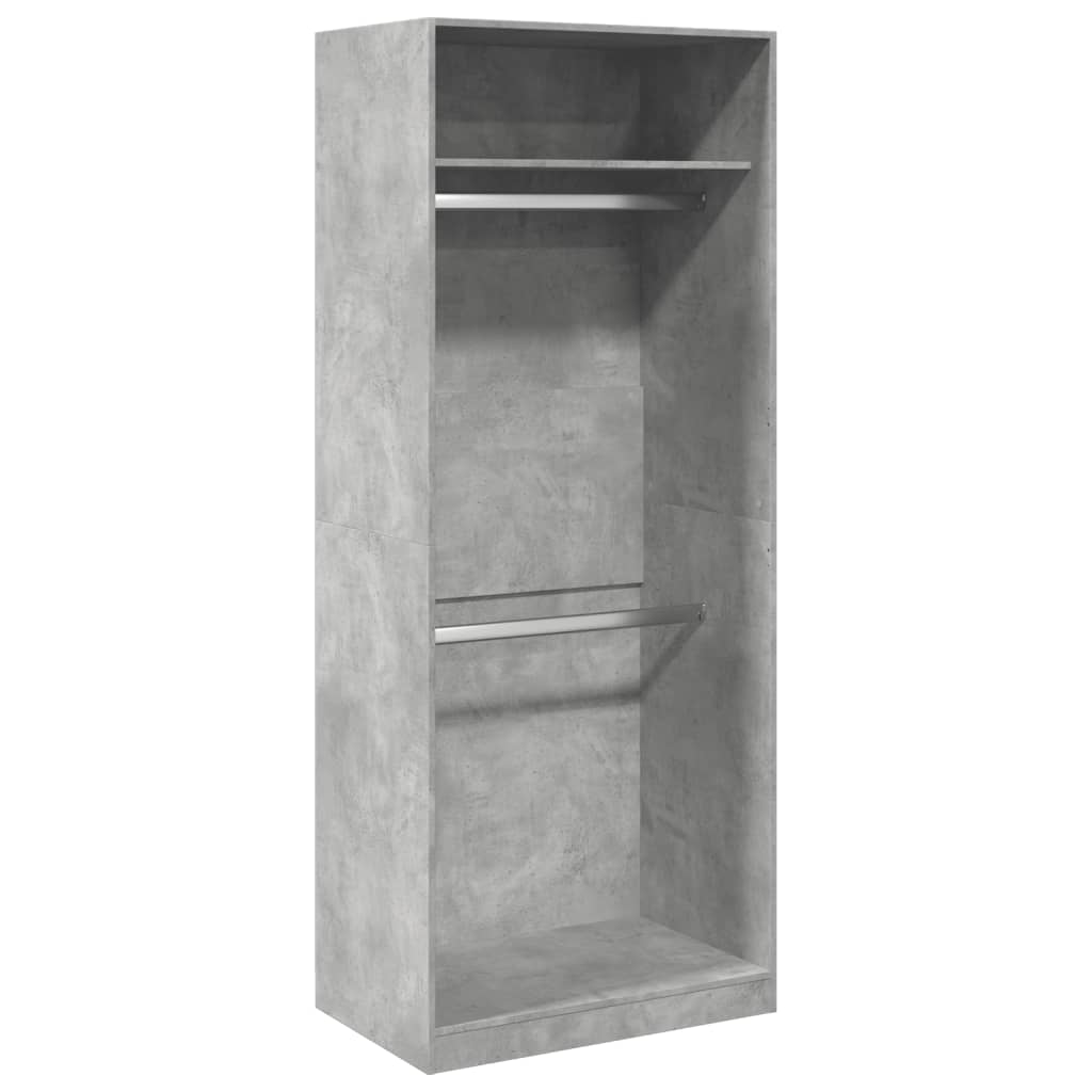 Garderobe Armoire de rangement gris béton 80x50x200 cm bois d