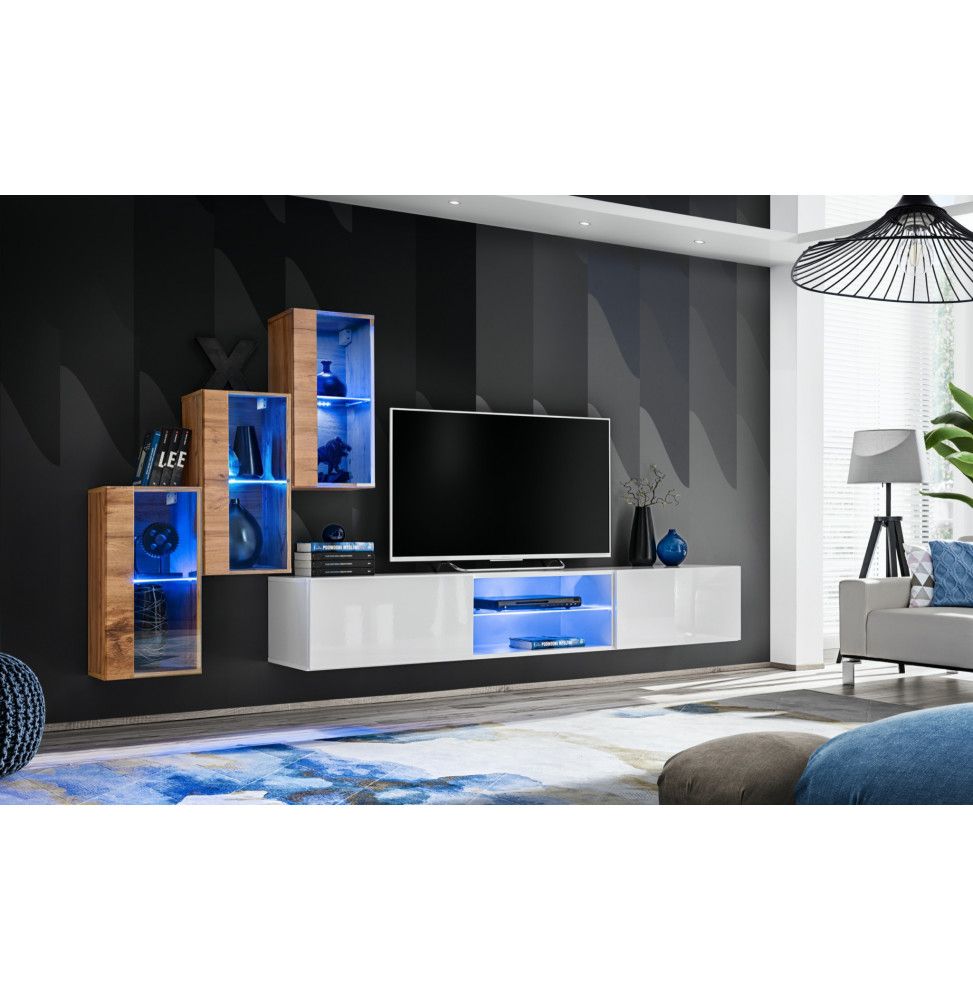 Ensemble Meuble Tv Mural Switch Xxii L X P X H Cm Marron