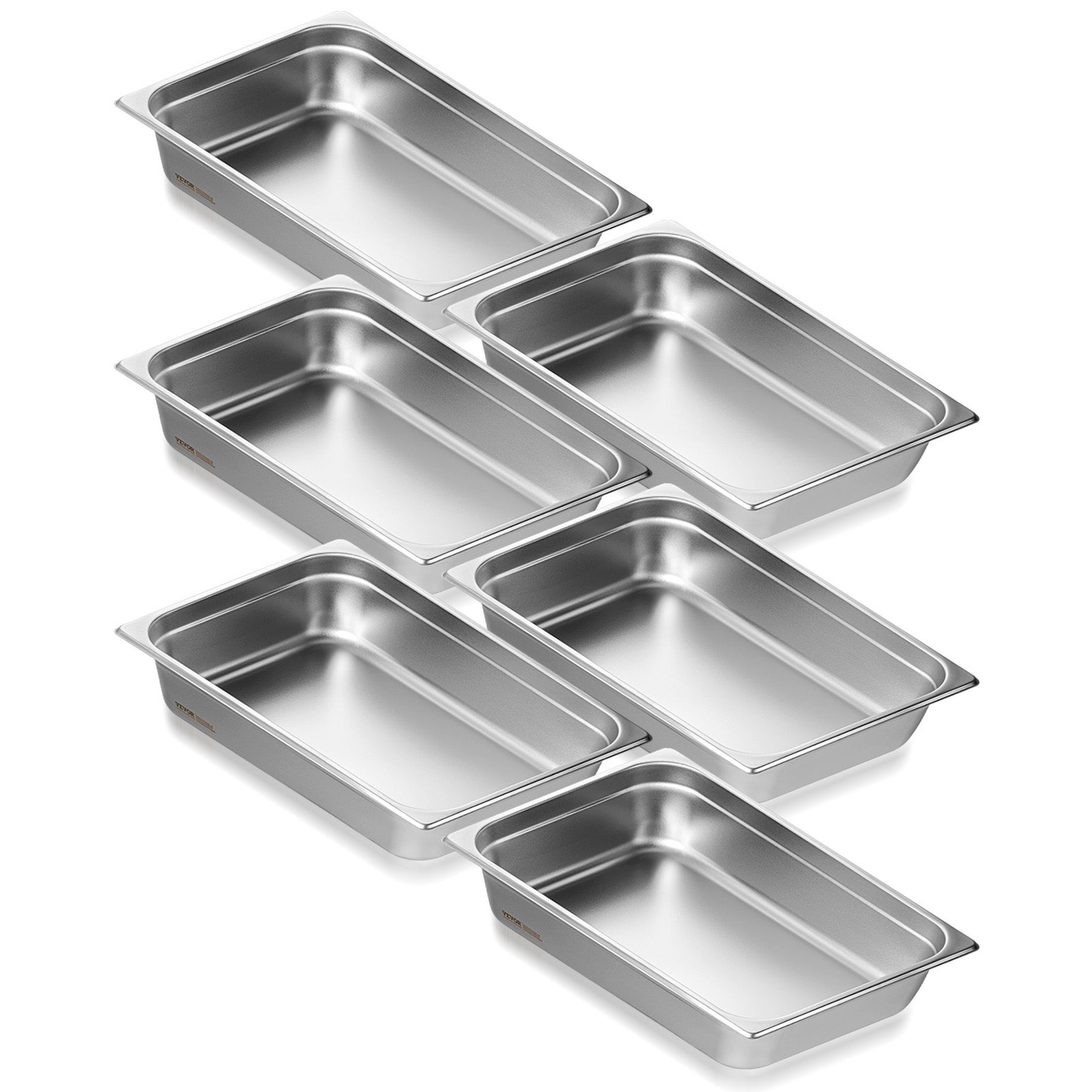 Zestaw 6 patelni hotelowych pojemników gastronomicznych ze stali nierdzewnej 530x326x107mm 13,9L VEVOR