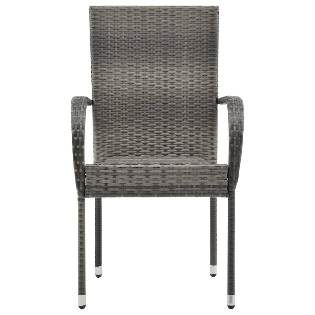 Chaises empilables d'extérieur 4 pcs Gris Résine tressée - 4
