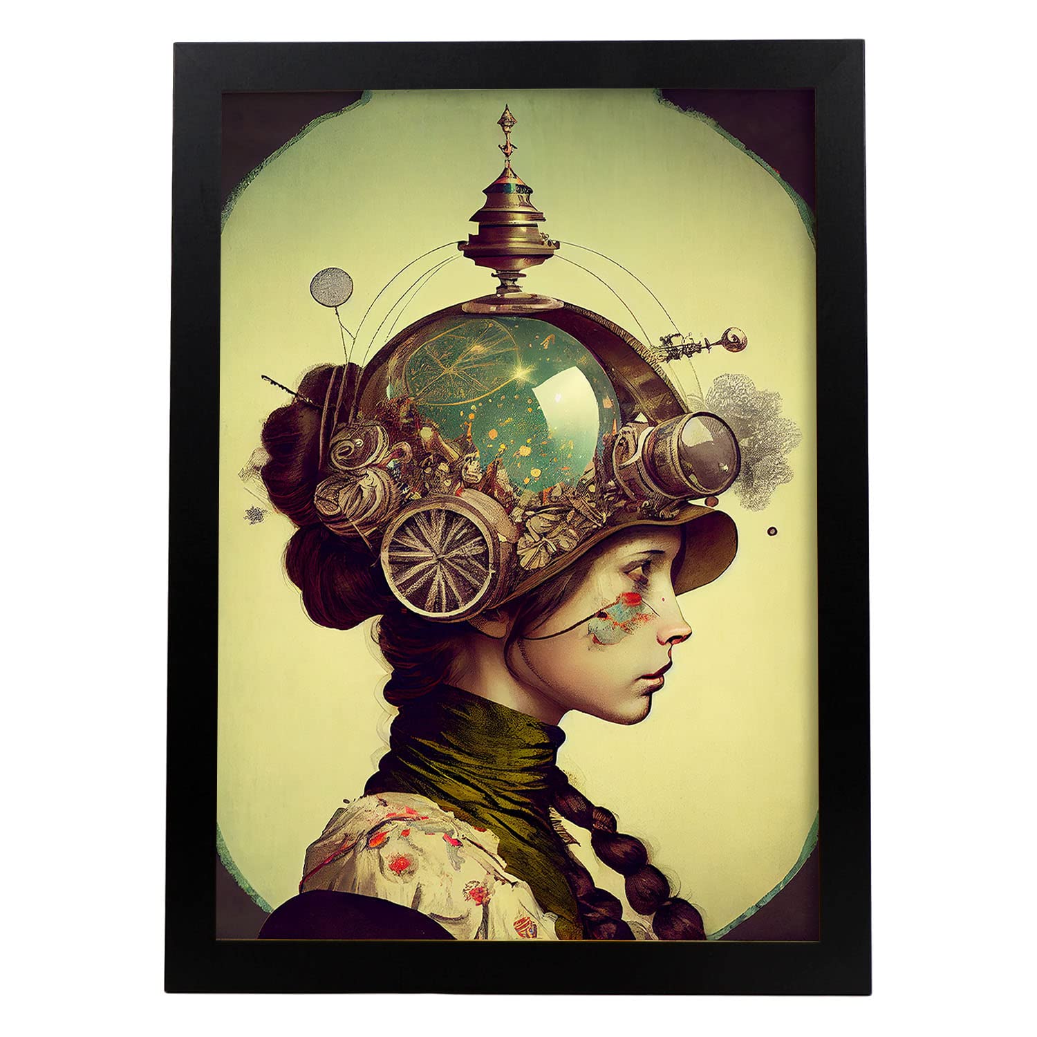 Nacnic poster trenzas en estilo surrealismo cinematográfico ilustraciones y grabados de historieta abstracta y artística para a3 marco negro