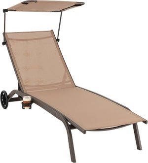 Chaise Longue de Jardin Inclinable Pliable, Charge Max 150 kg