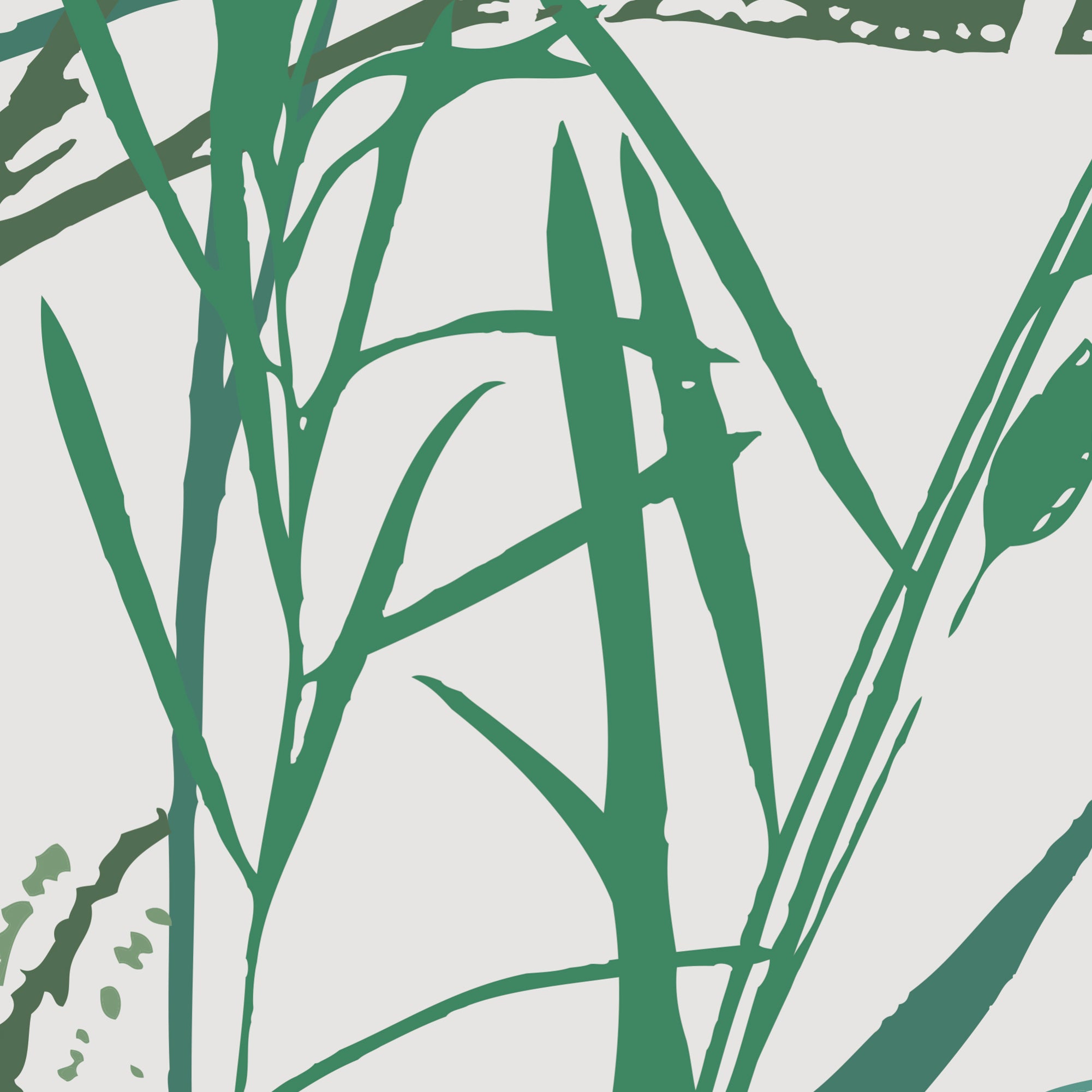 Papier peint panoramique intissé, illustration champêtre, dans un mélange de verdure et de fleur, couleur dominante de vert, 250 cm X 150 cm - 5