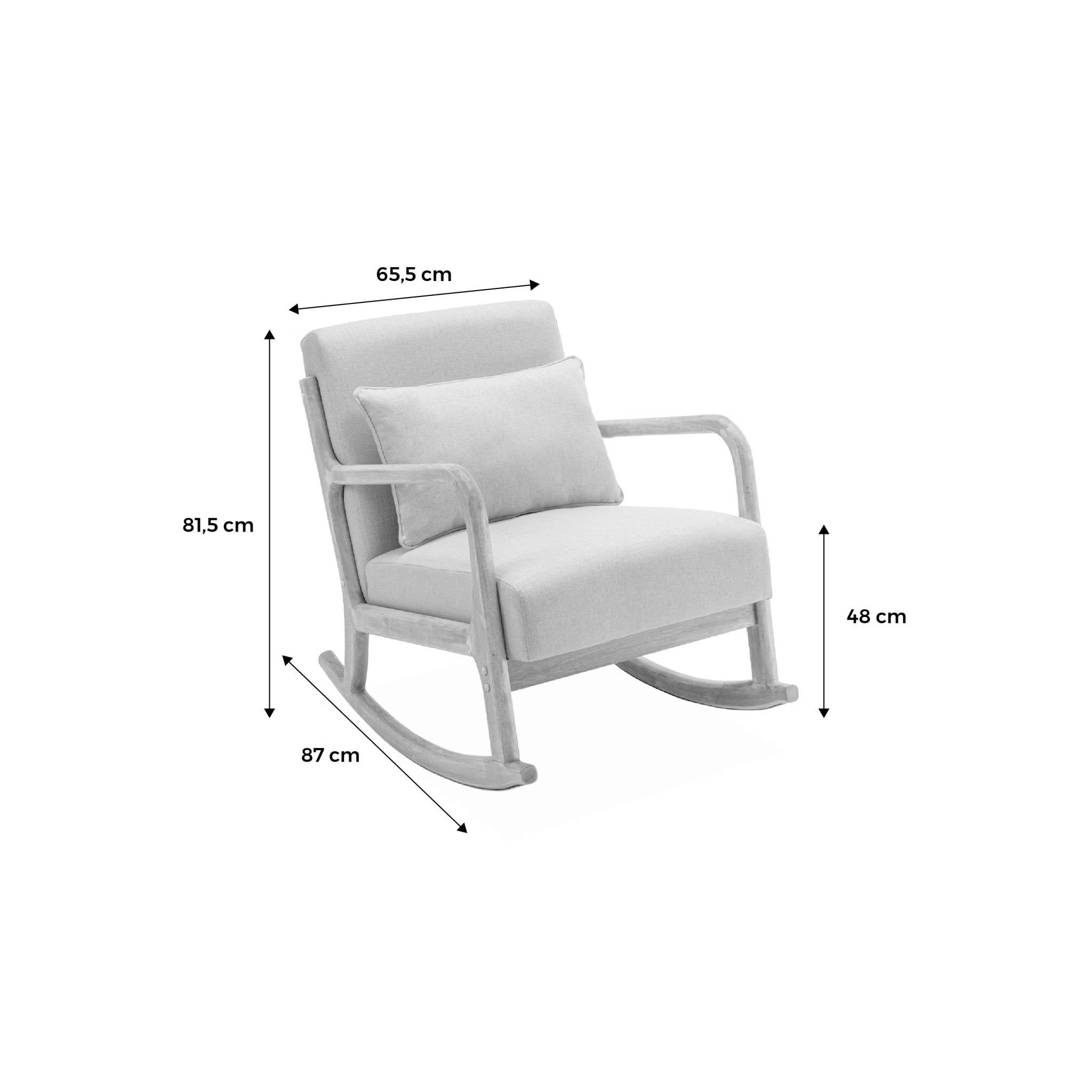 Fauteuil à bascule design en bois et tissu. 1 place. rocking chair scandinave. beige LORENS - 4
