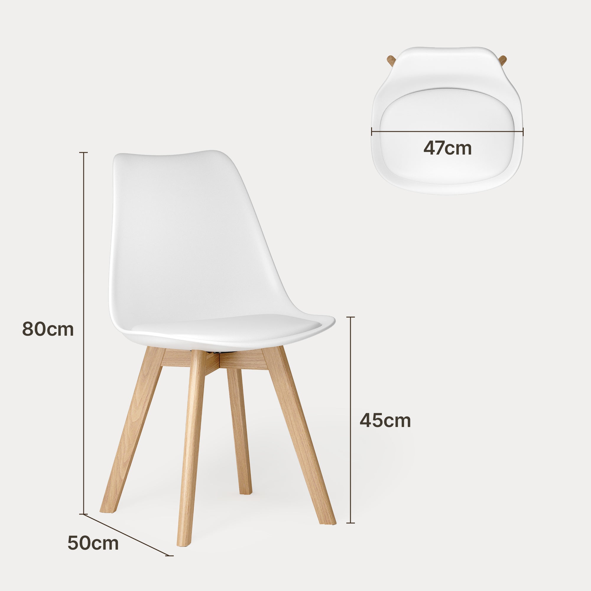 Chaise de cuisine 4 places blanc,design scandinave moderne,dossier ergonomique,pieds en bois massif,assise rembourrée imperméable - 3