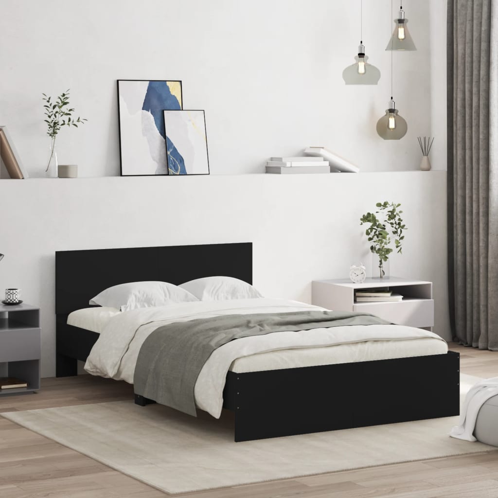 Vidaxl Estructura De Cama Con Cabecero 135X190 Cm Negro , Leroy Merlin