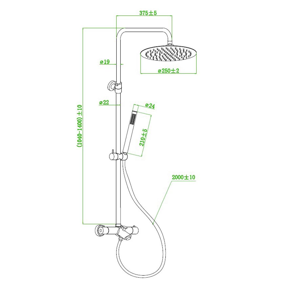 Luisa II 250 colonne bain-douche thermostatique cuivre brossé - 3