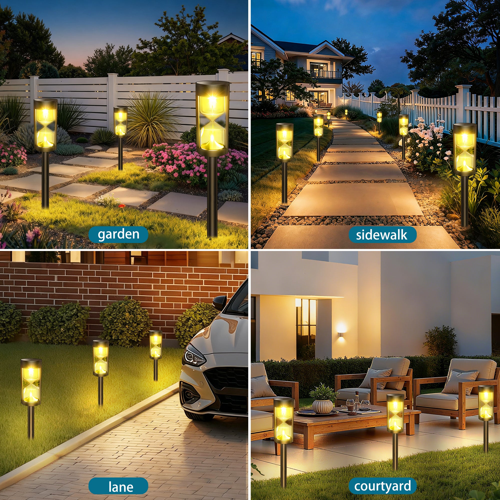 LUXEN Luces De Camino Solares Para Exterior, 3000k Impermeables, Luces De Acera Solares Luz De Paisaje Para Sendero Entrada De Auto Patio Jardín - 5