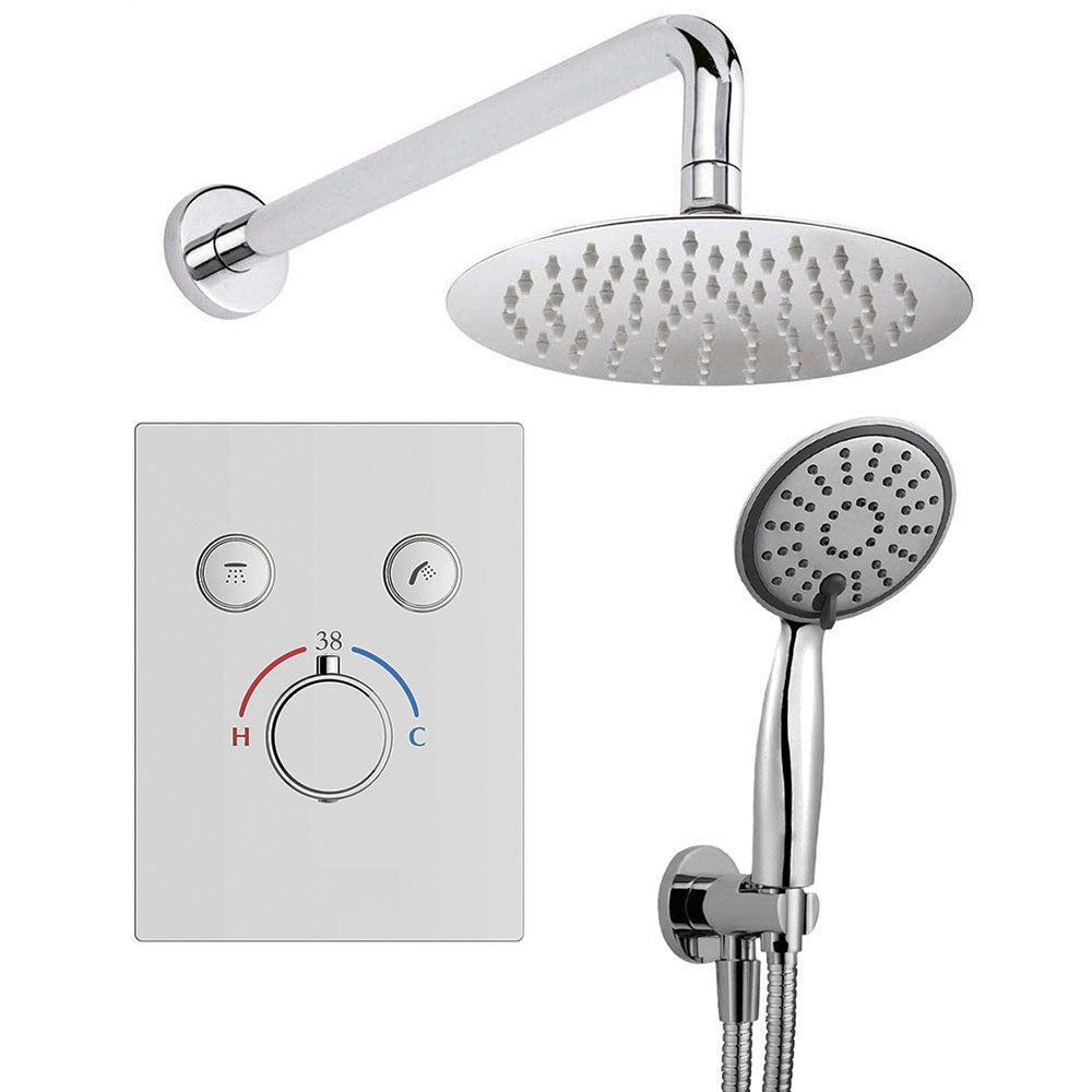 Kibath grifo empotrado de ducha equipo de pared termostático pul redonda acabado cromo brillo fabricado en latón