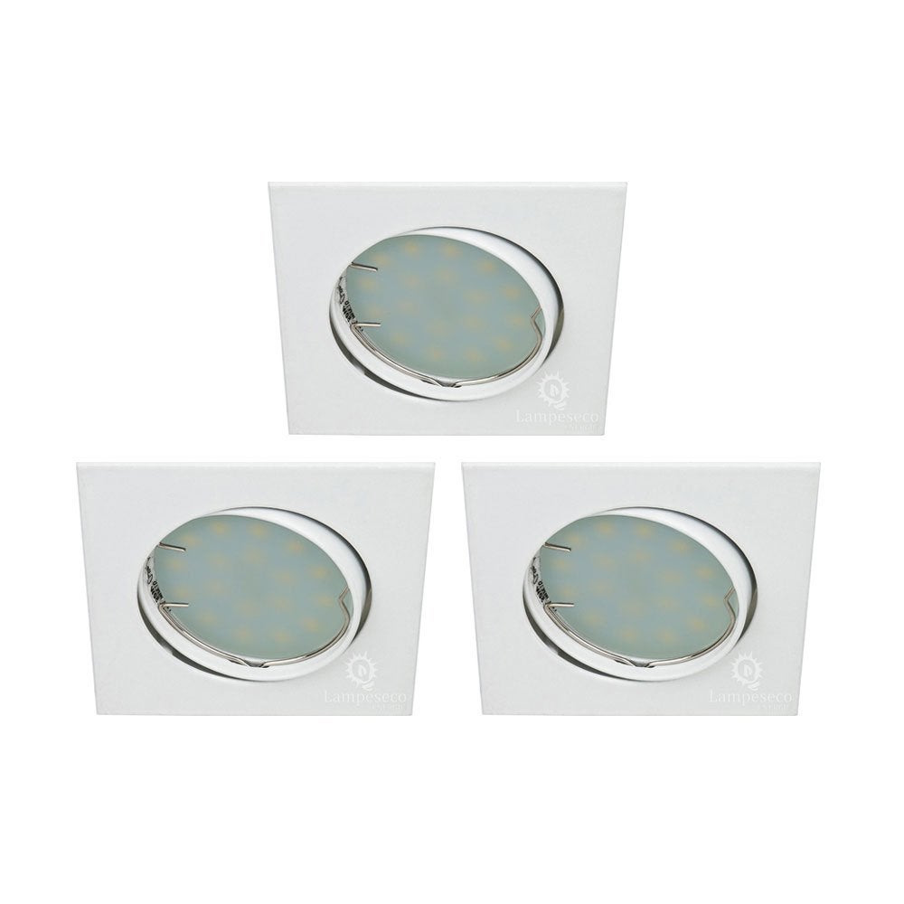 Lot de 3 spot encastrable orientable carré led smd gu10 230v blanc rendu environ 50w halogène - 6