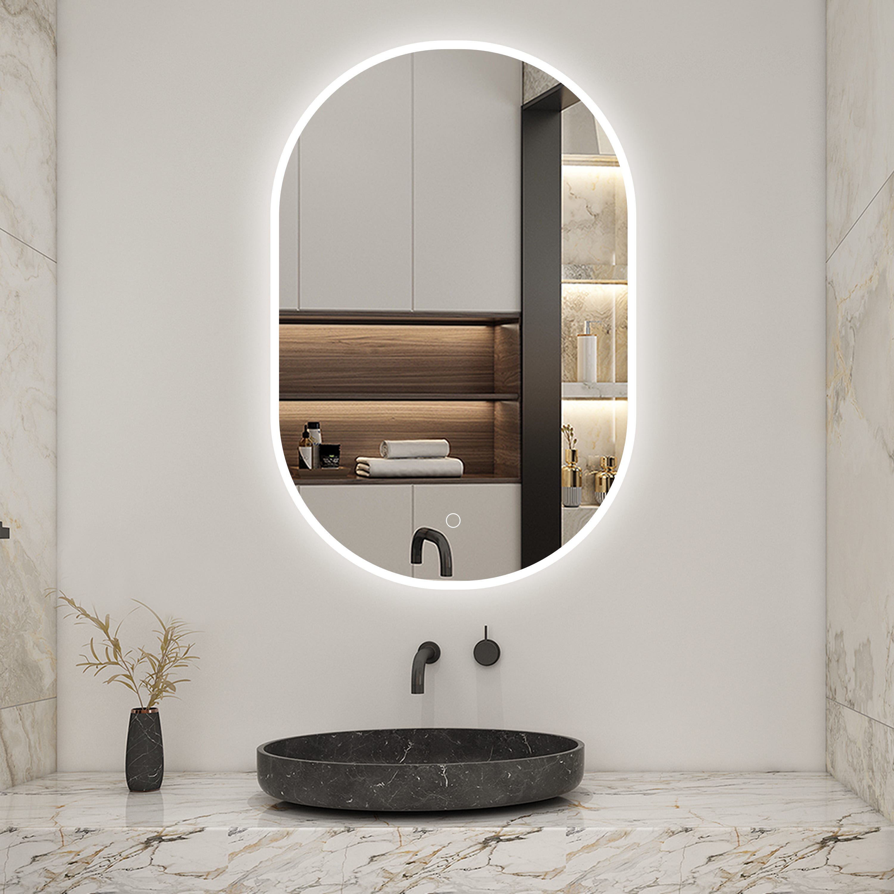 Heilmetz Miroir Salle de Bain Rond LED 60 cm Miroir Lumineux avec Anti-buée, Horloge, Température et Mémoire | Leroy Merlin Heilmetz Miroir Salle de Bain Rond LED 60 cm Miroir Lumineux avec Anti-buée, Horloge, Température et Mémoire | Leroy Merlin
