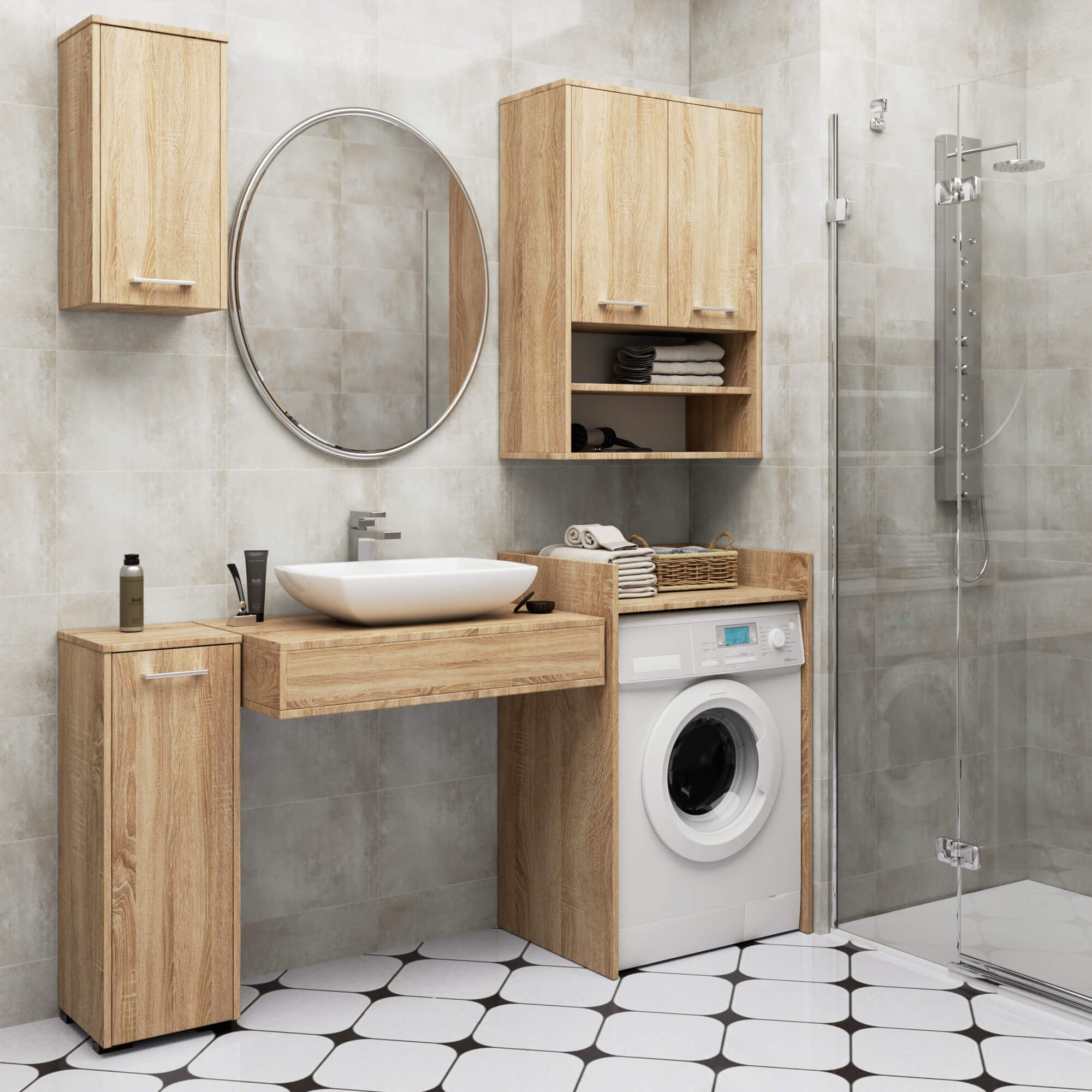 Armario para lavadora AKORD FIN Sonoma Roble 64 cm 64x50x98 cm - 6