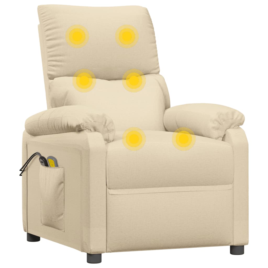 Fauteuil électrique de massage Crème Tissu vidaXL - 7