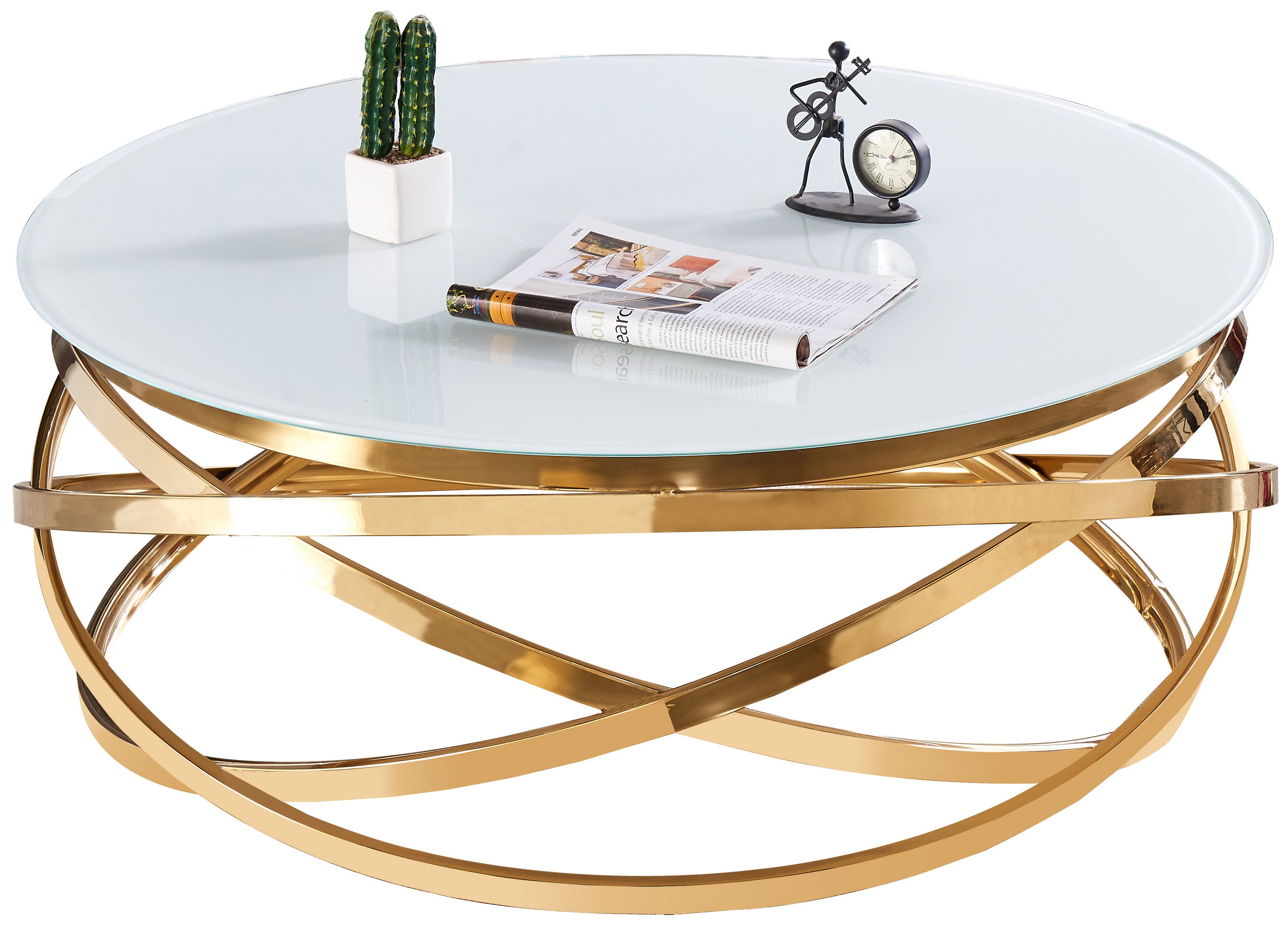 EDZARD Plateau rond en acier inoxydable poli Alaska (diamètre 40 cm