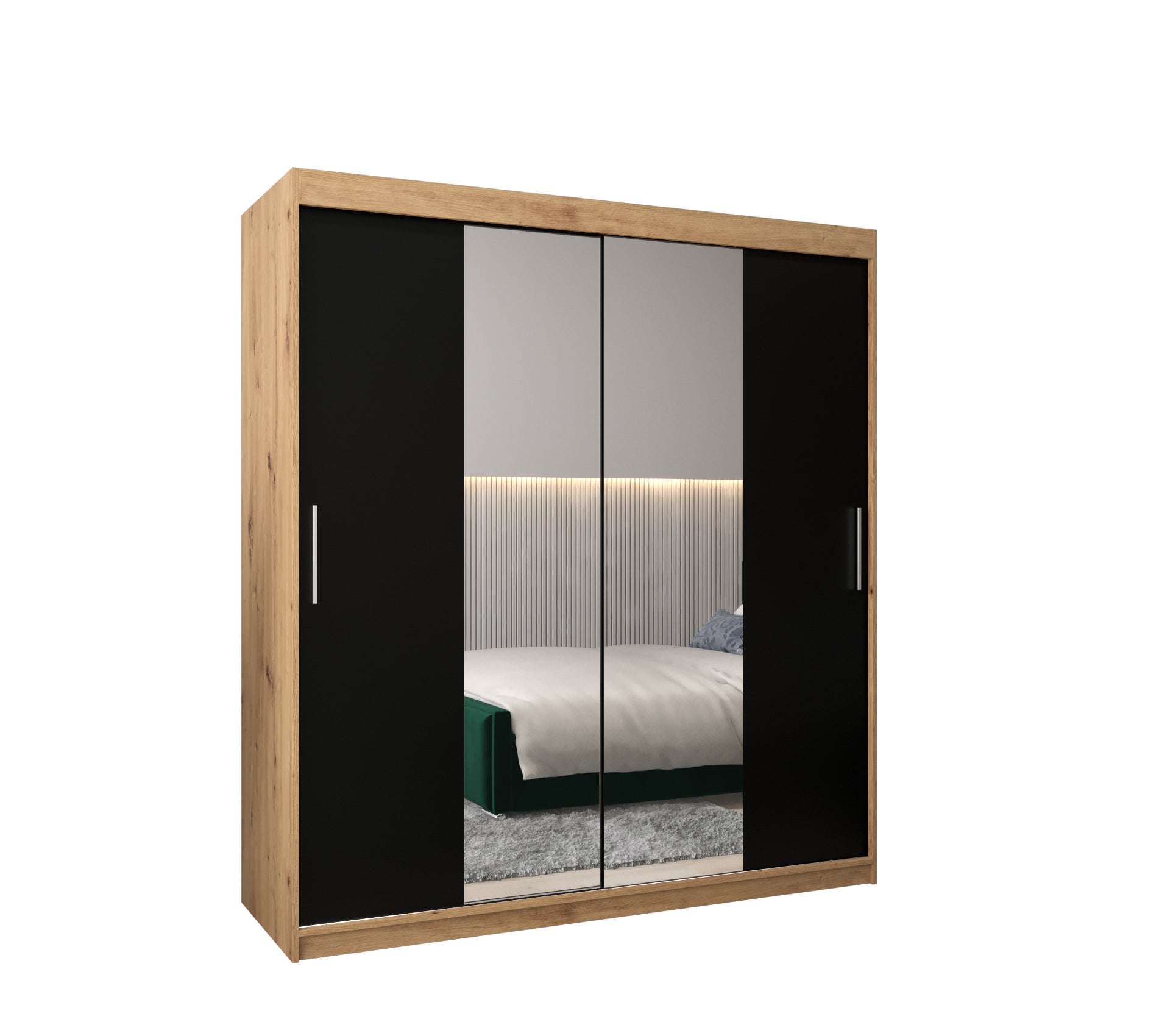 Szafa przesuwna garderoba TOKYO 1 180 x 62 x 200 cm Artisan + Czarny - Abiks Meble
