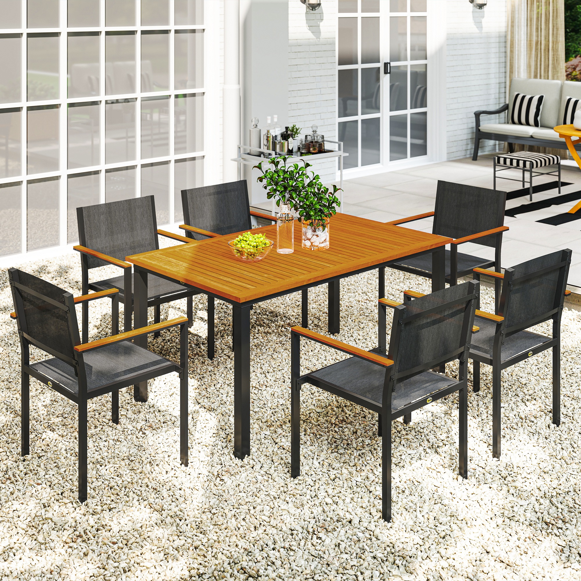 Outsunny Set da Giardino Pezzi con Tavolo da Pranzo e Sedie