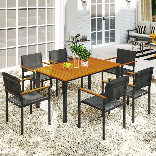 Outsunny Set da Giardino Pezzi con Tavolo da Pranzo e Sedie