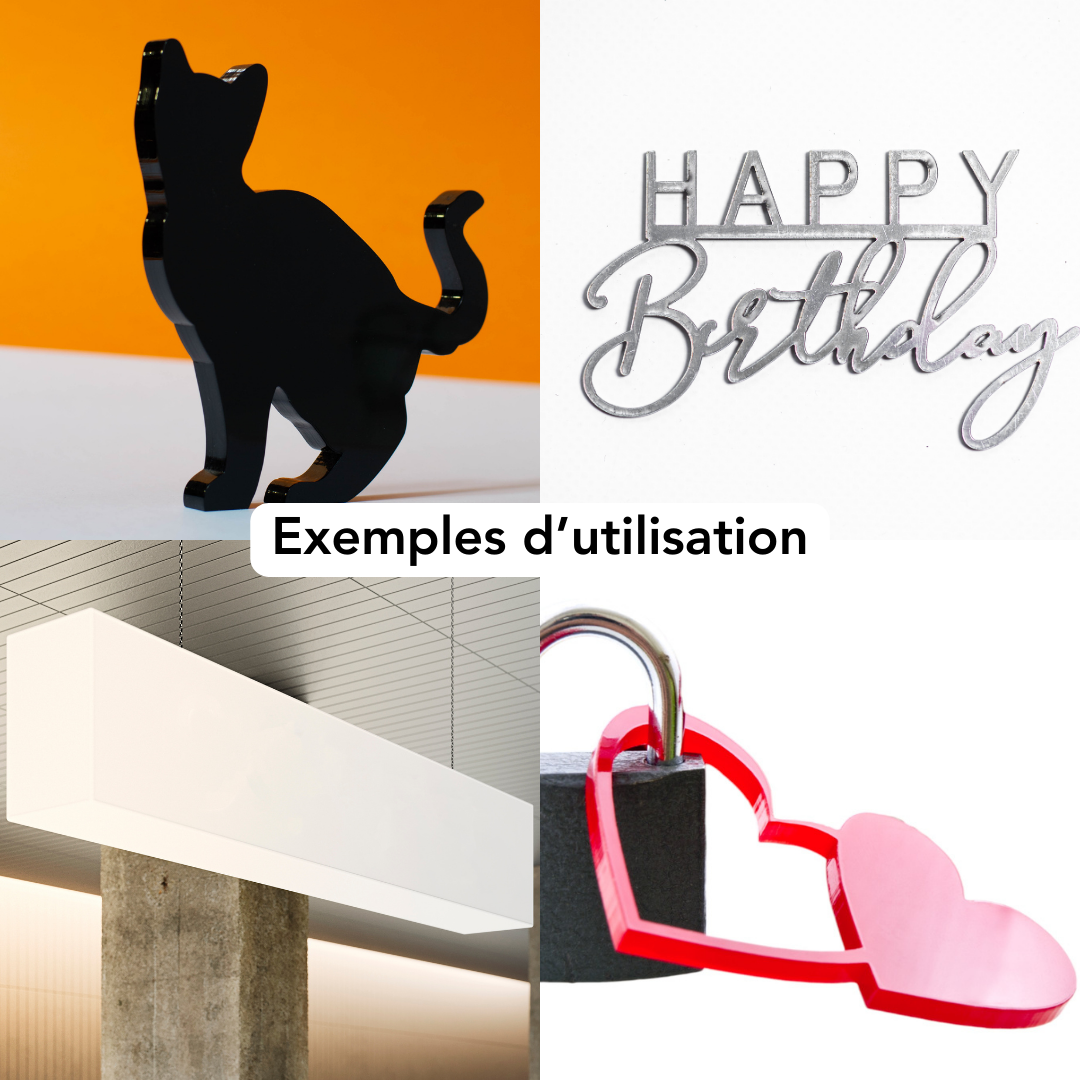 Plaque verre acrylique gris 3 mm - 50 x 110 cm (500 x 1100 mm) - Verre synthétique - Plaque PMMA XT - 5