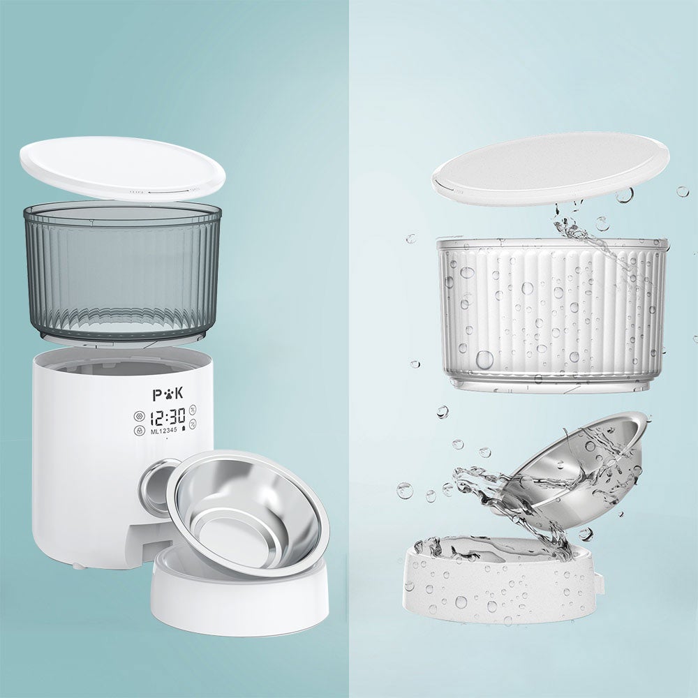4L Distributeur de Croquettes pour Chat et Chien Blanc Distributeur Automatique de Nourriture avec Bol en Acier Inoxydable - 6