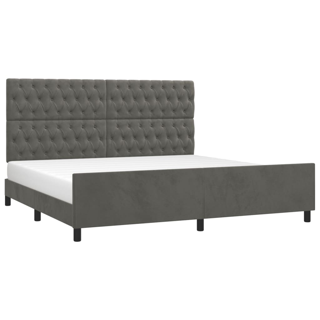 Cadre de lit sans matelas gris foncé 200x200 cm velours - 3