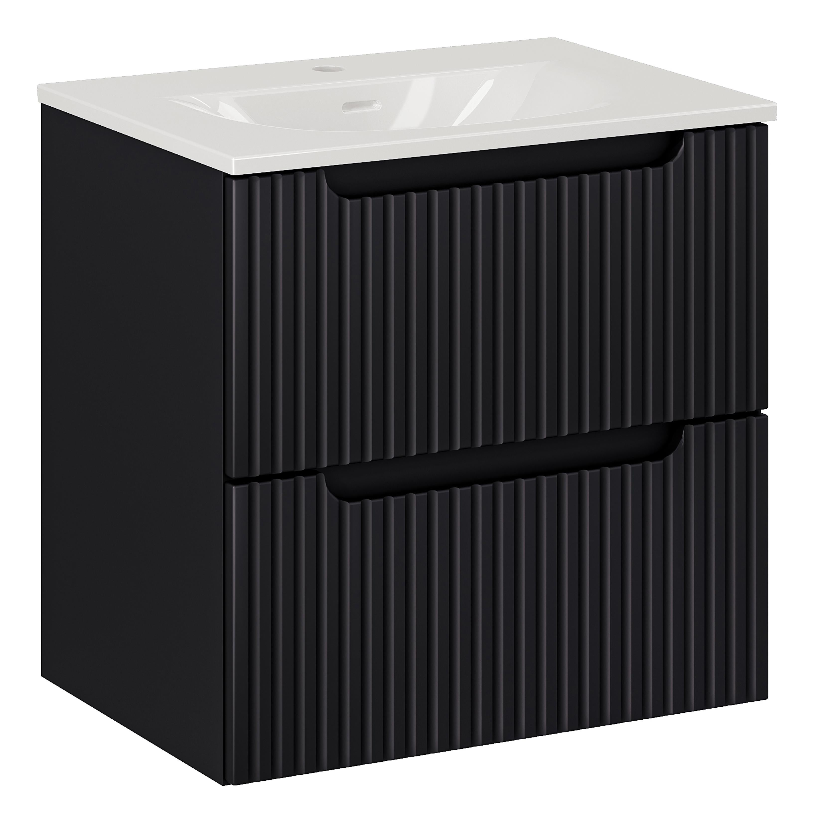 Zestaw mebli łazienkowych Czarny struktura ryflowana z umywalką Nova Black SET-NOB SKY 3 60CM S