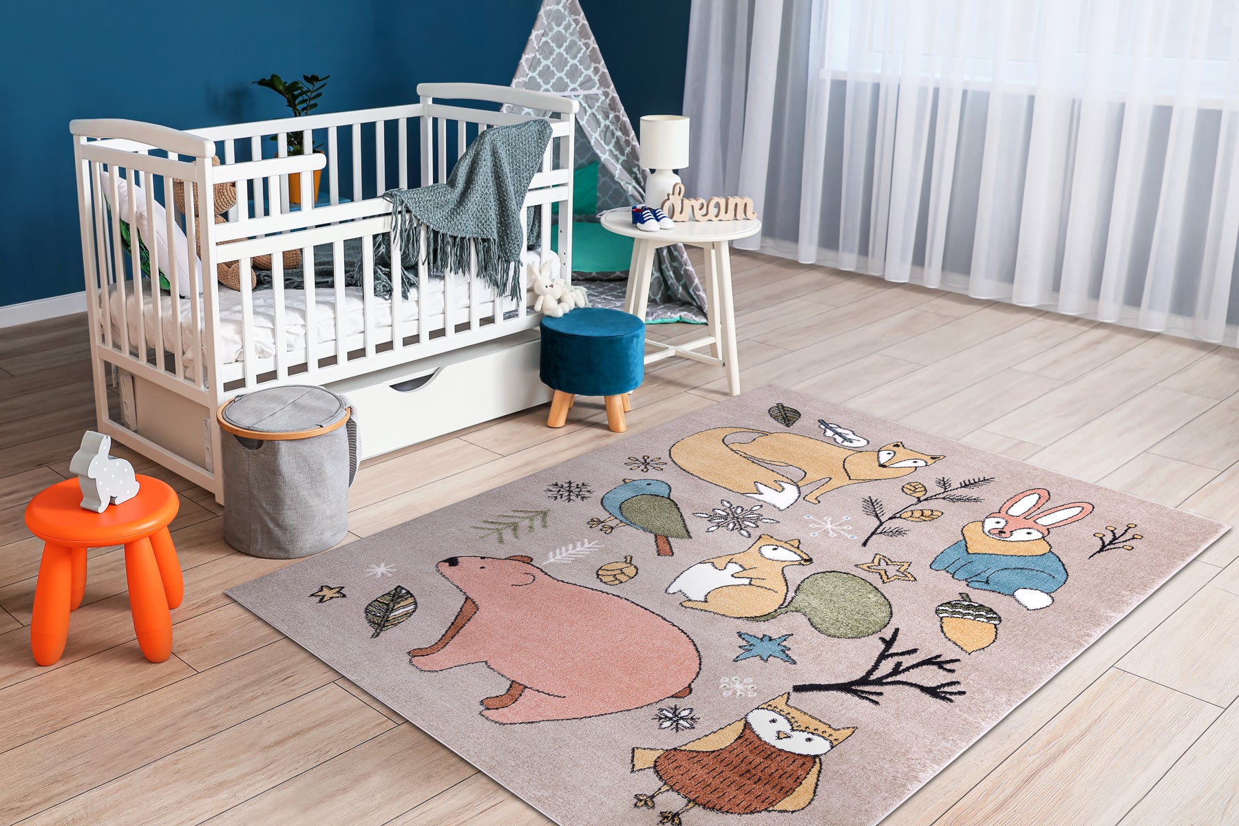Dywan FUN Forester dla dzieci, zwierzęta, las beż 240x330 cm - 4