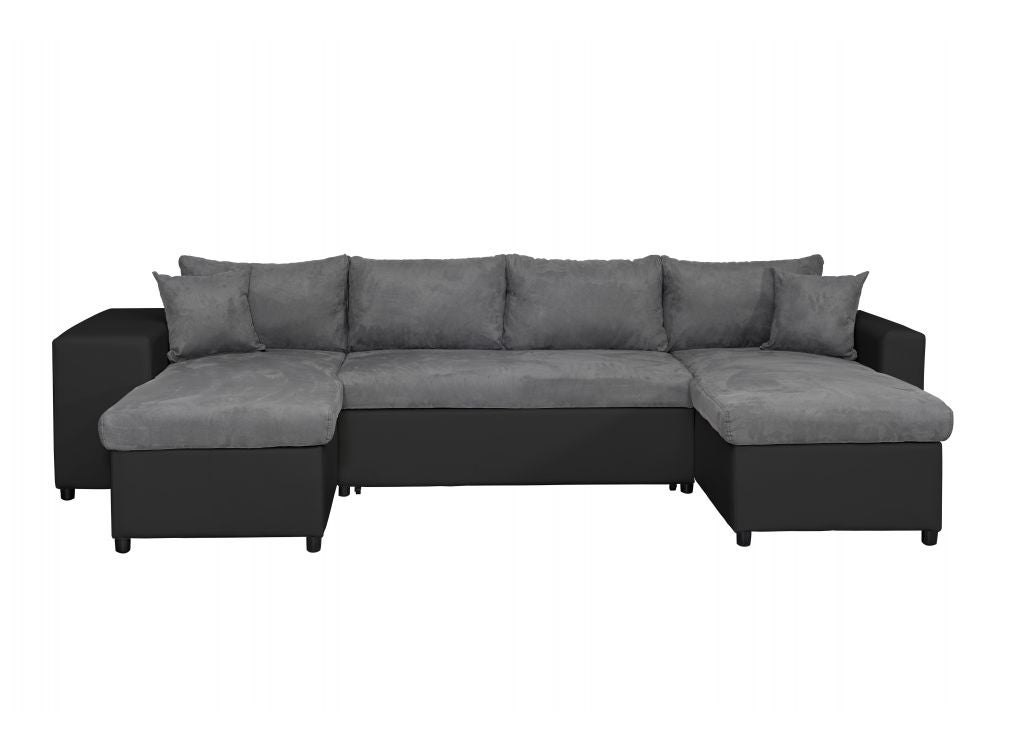 Canapé d'angle panoramique OSLO convertible avec coffres et poufs en ...