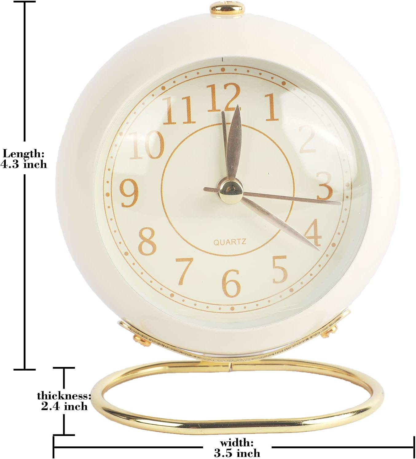 Réveil analogique, réveil en métal silencieux (sans tic-tac), réveil de chevet à alarme sonore, fonctionne sur piles, pour chambre, cuisine, bureau - 5