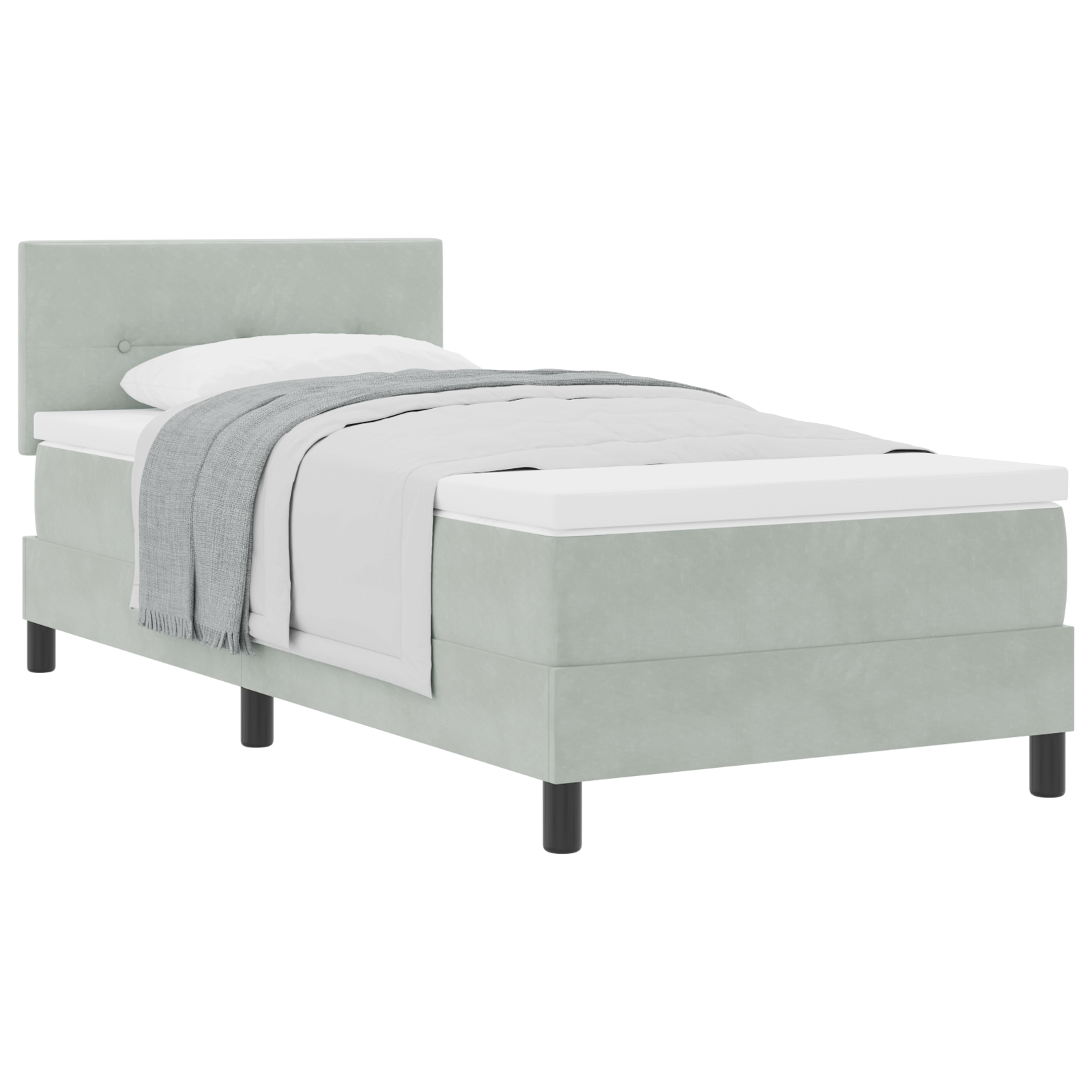 Lit simple | Lit adulte | Lit Box Spring avec Matelas Gris clair Simple ...